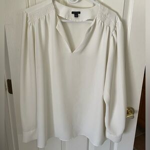 Ivory Split V-Neck Blouse